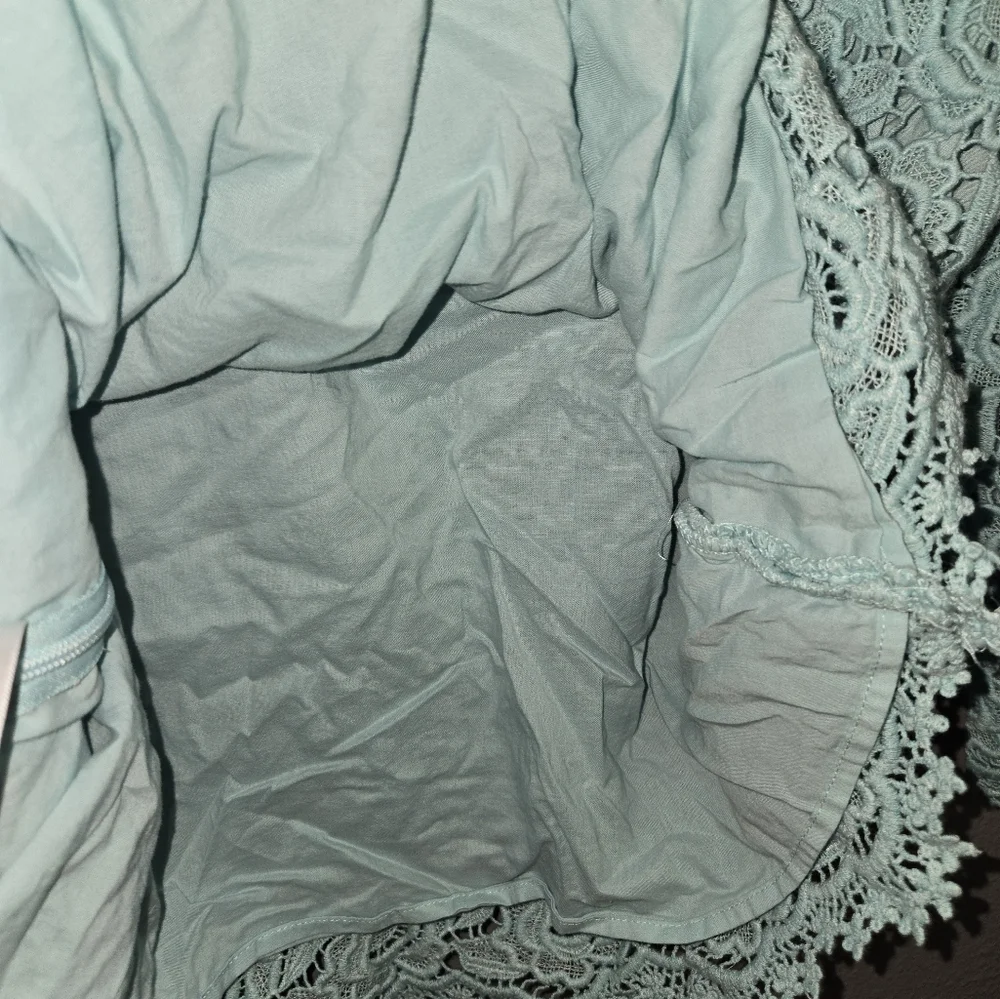 Talbots Blue Lace Top 3/4 Sleeve Size 14